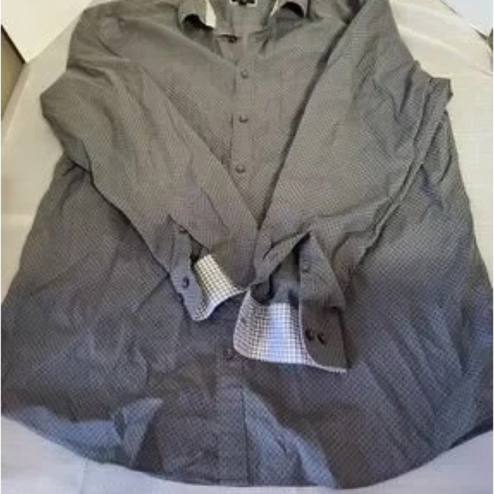 Men's Long Sleeve Dress Shirt - Gray Pattern - Picture 6 of 6